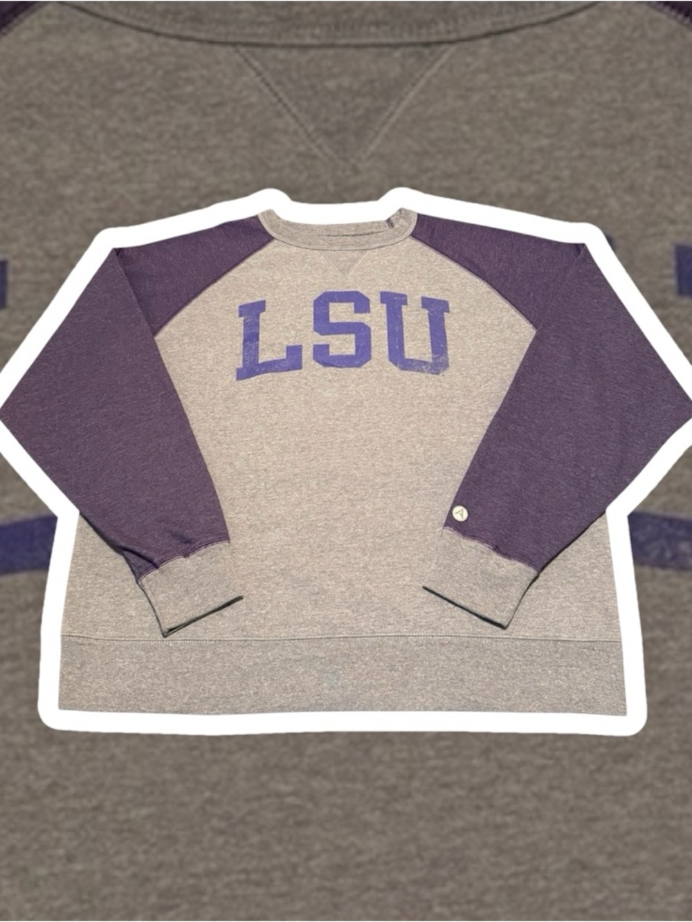 Alta Gracia Mens LSU Tigers Long Sleeve Sweatshirt Sz Xl Gray Purple Check Desc